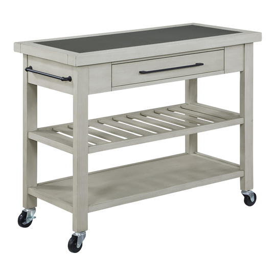 Antique White Wood Pekin Rolling Kitchen Cart by World Market