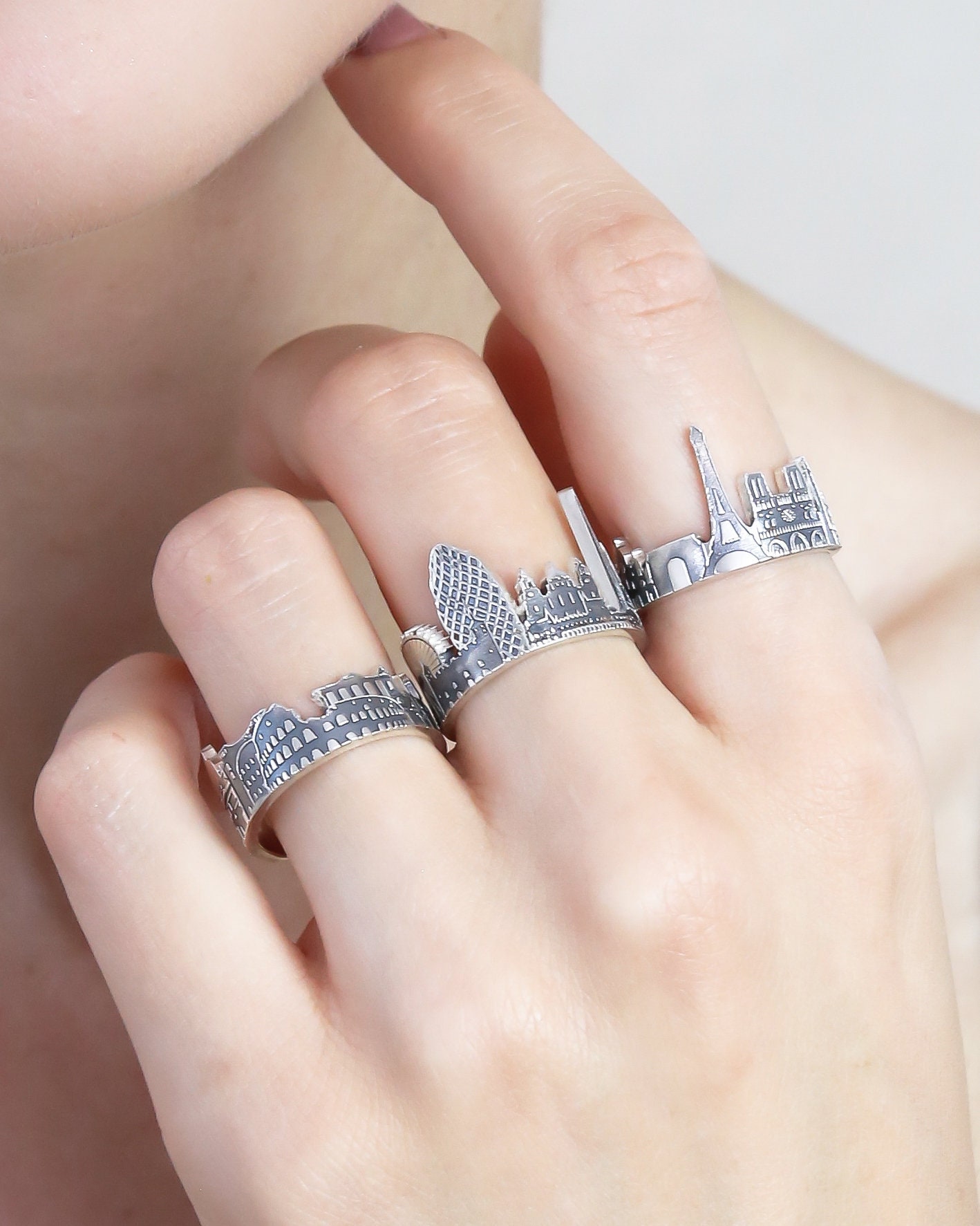 Your City Ring Any Cityscape Travel Custom Silver State Jewelry Friendship Rings Personalized Gifts Rm41