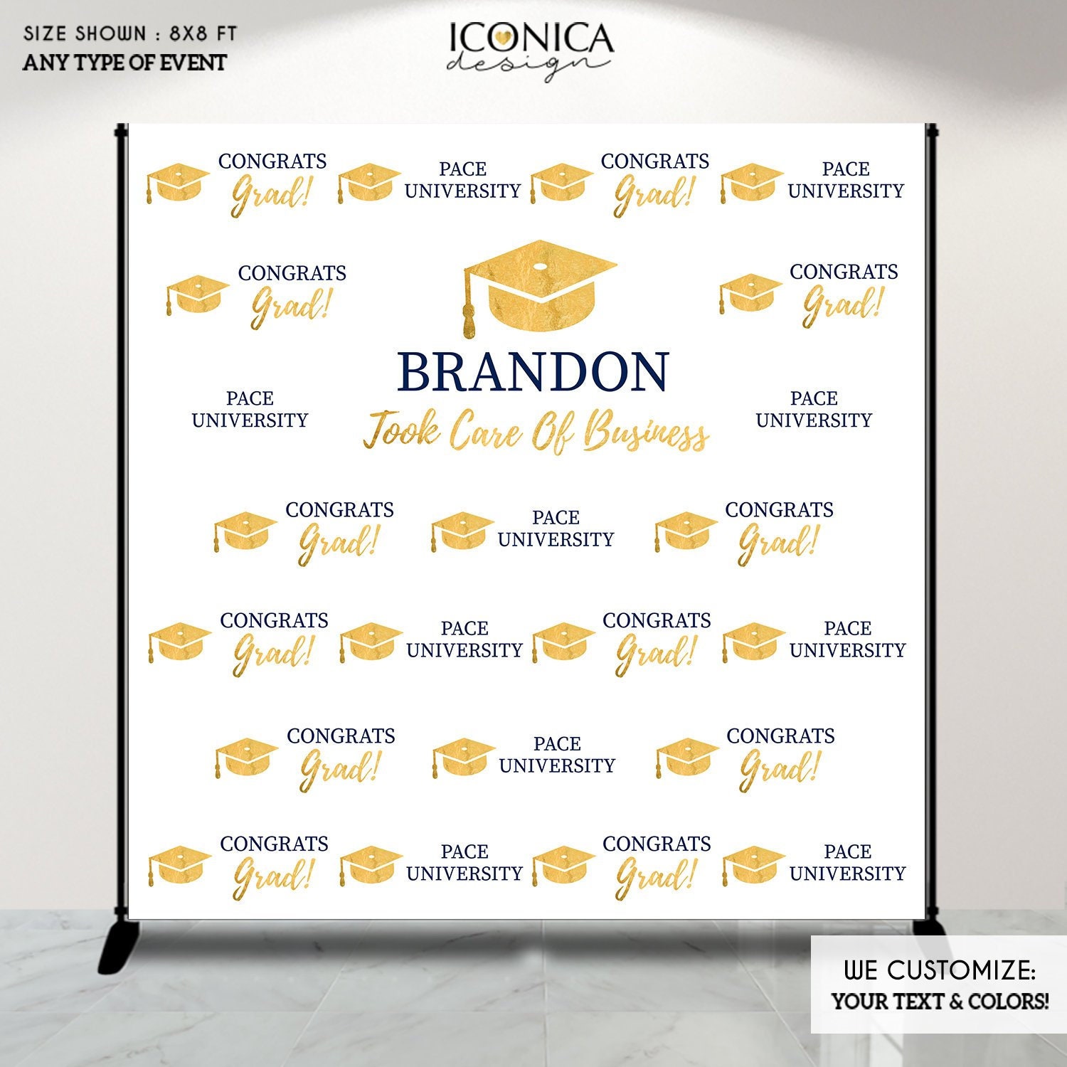 Graduation Party Photo Booth Backdrop, Virtual Step & Repeat Congrats Grad, Printed Or Printable File Bgr0006