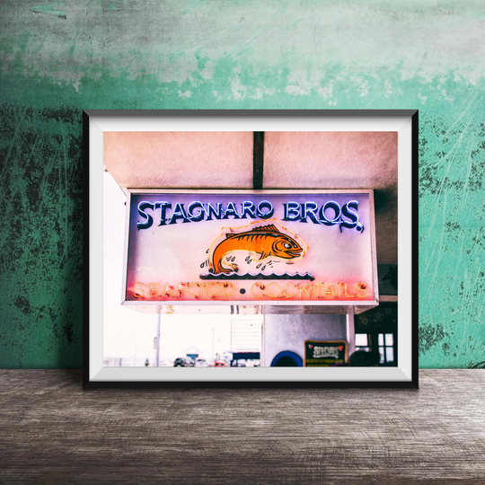 Santa Cruz Stagnaro Bros. Photography Print - Modern Wall Art Unframed California Neon Sign Northern Photo