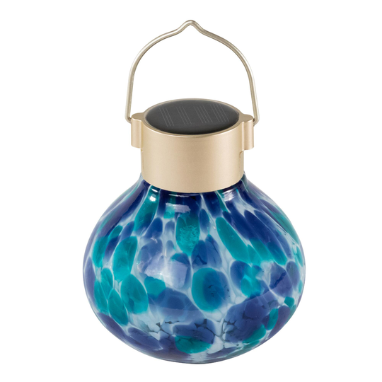 Blown Glass Solar LED Lantern: White by World Market