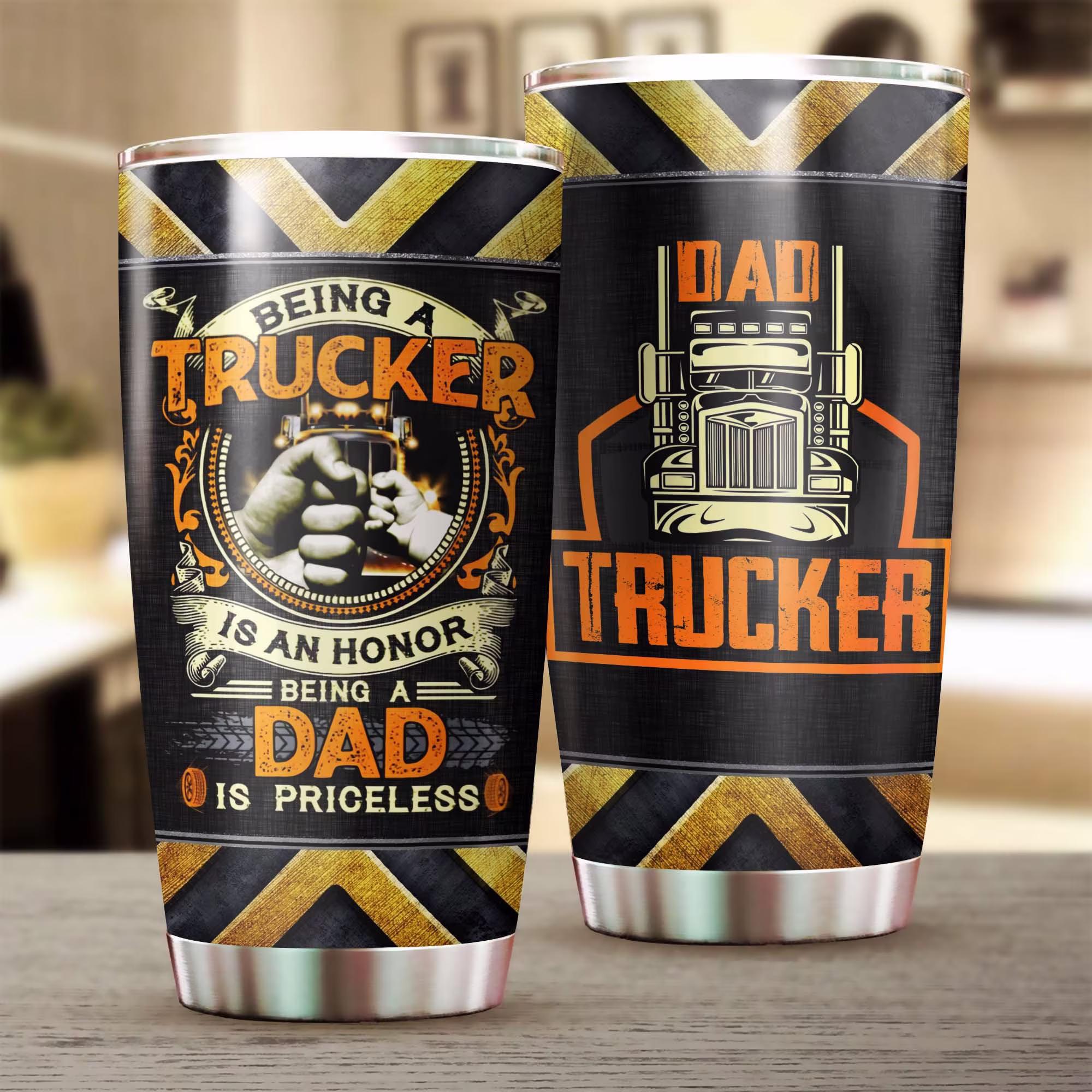 Trucker Dad Being A Is Priceless Tumbler-Birthday Gift Christmas Father's Day Gift For Dad From Son