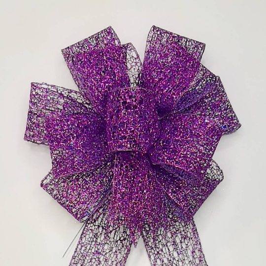 Purple Metallic Glitter Mesh, Wreath Bow