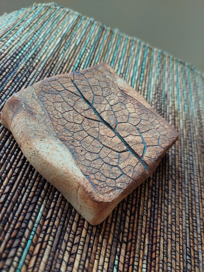 Leaf Imbossed Studio Pottery Clay Coaster