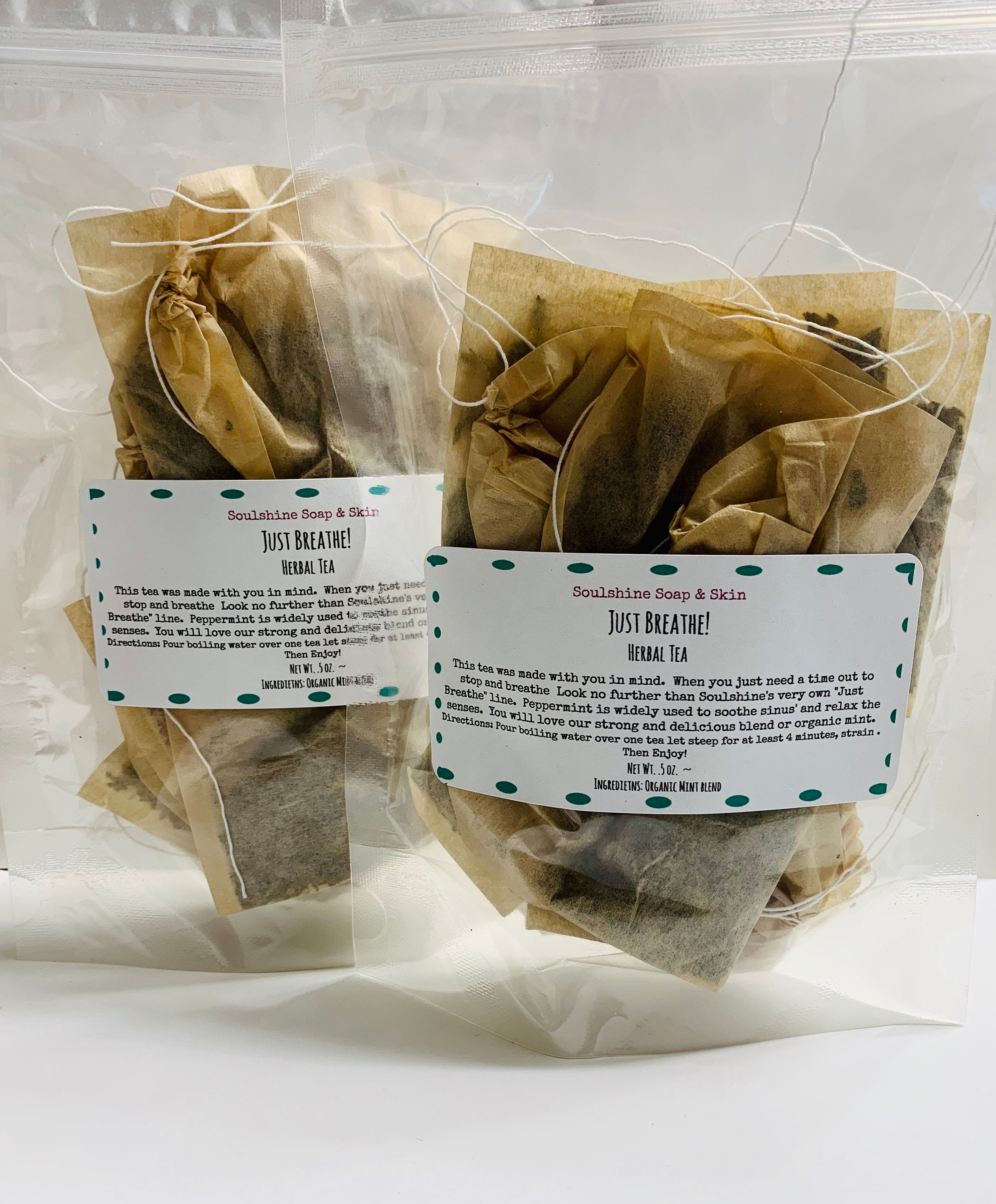 Just Breathe - Tea Blend - Herbal Tea - Unbleached - Peppermint - Minty - Soothe Sinus - Relax
