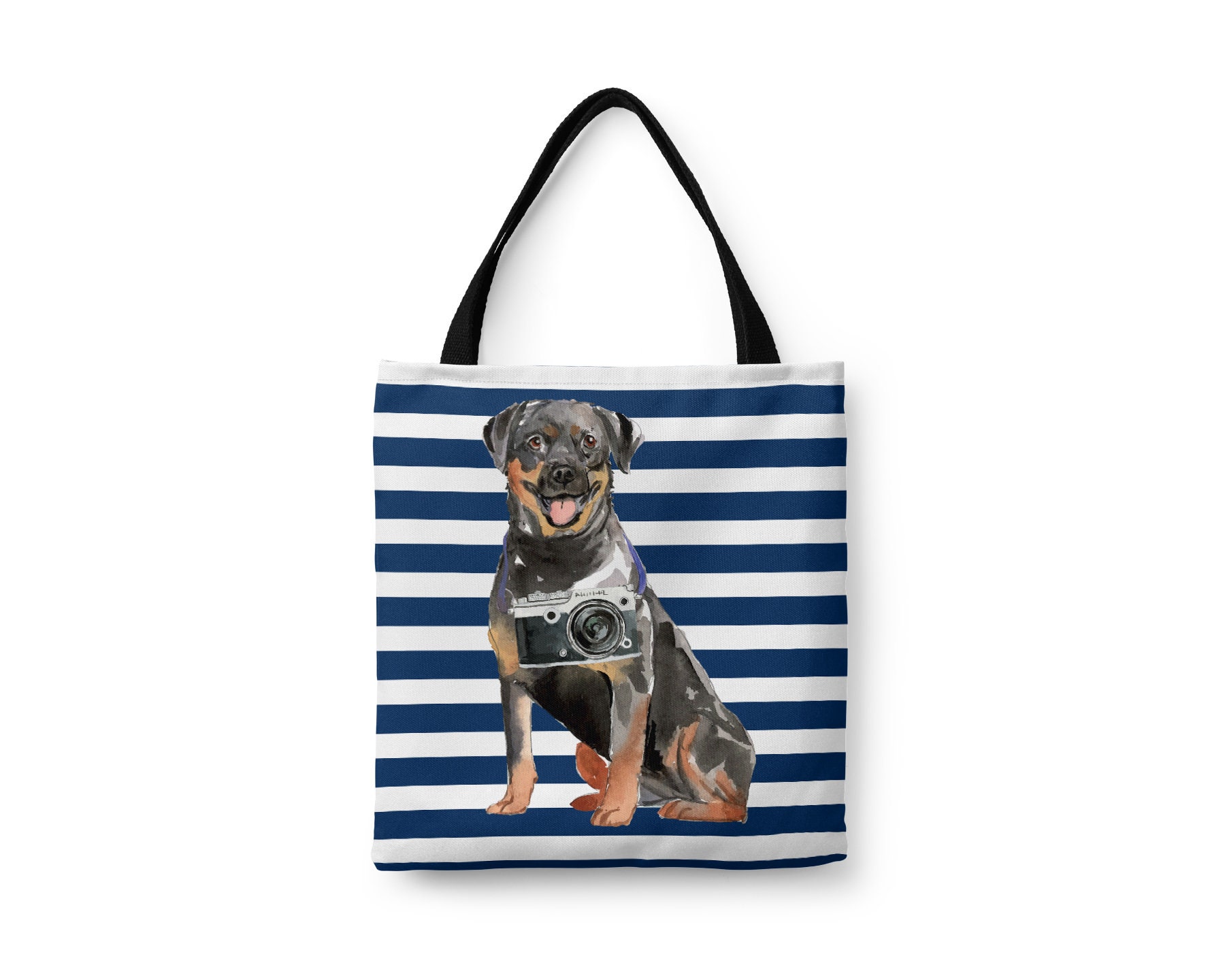 Rottweiler Dog Tote Bag - Illustrated Dogs & 6 Travel Inspired Styles. All Purpose For Work, Shopping, Life. Rott, Rottie Shoulder Bag