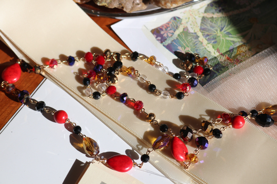 Amazing 1920S Inspired Crystal Purple Necklaces Aurora Borealis Beads Red Stones Wedding Flapper Great Gatsby Jewelry Art Deco