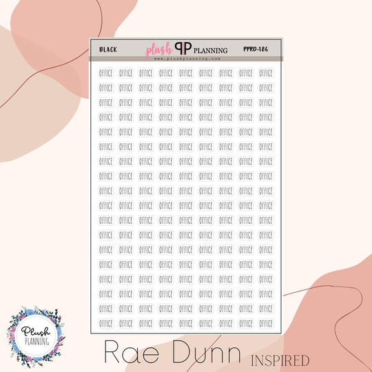 Office Scripts Planner Stickers, Rae Dunn Inspired, Farmhouse Font, Removable Plush Planning