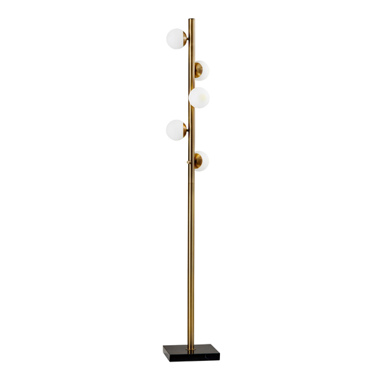Antique Brass and Black Marble Tree LED Doppler Floor Lamp: Metallic - Glass by World Market