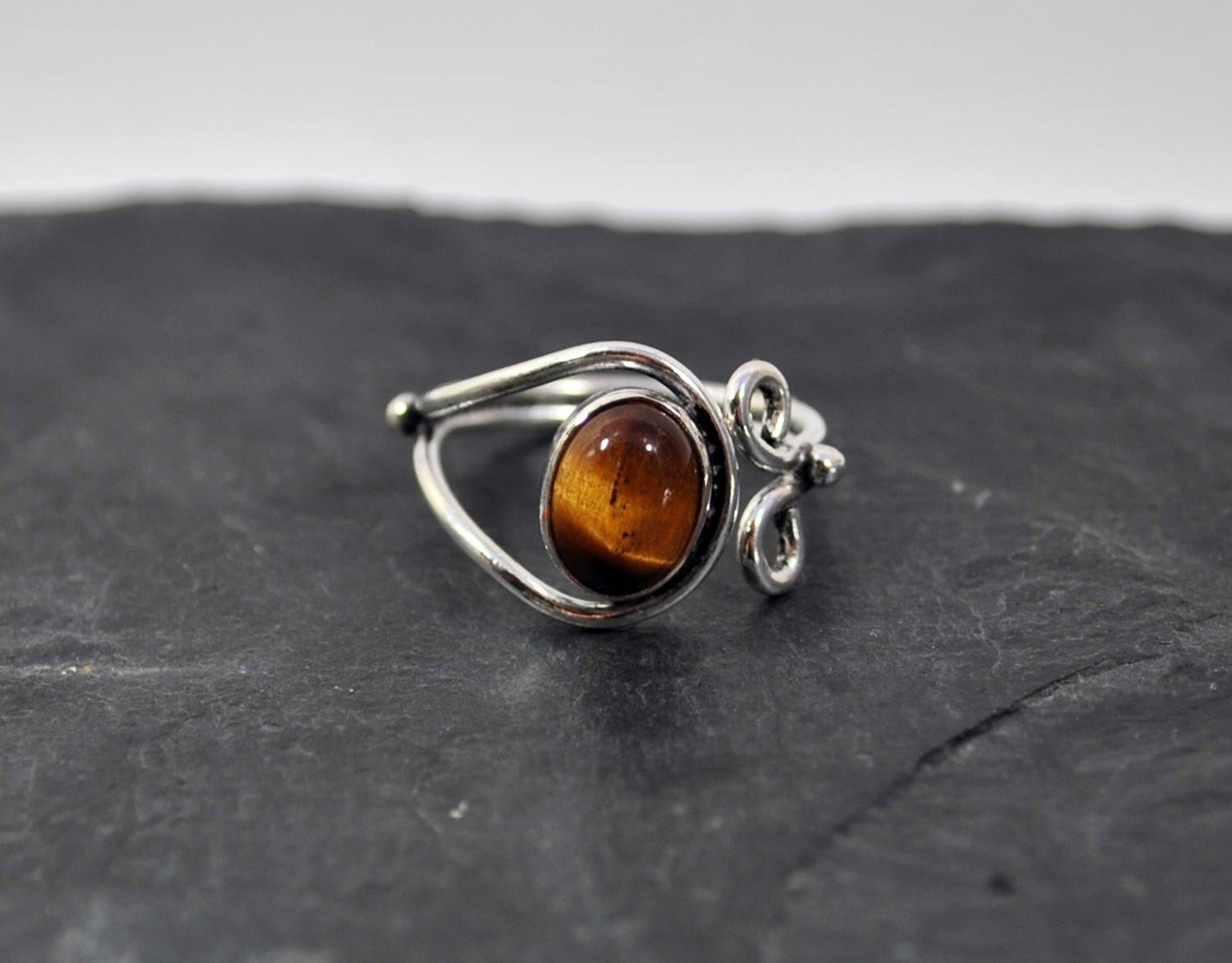 Amethyst Silver Ring, Statement One Size, Adjustable Gemstone Jewelry, German Metal, 10 Us Vintage, Boho