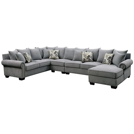 Furniture of America River Grove Casual Gray Polyester/Blend Sectional Arm | IDF-6156GY-SEC-CH