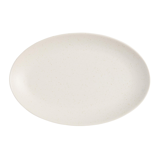Cream Speckled Flekk Serving Platter: White - Stoneware by World Market