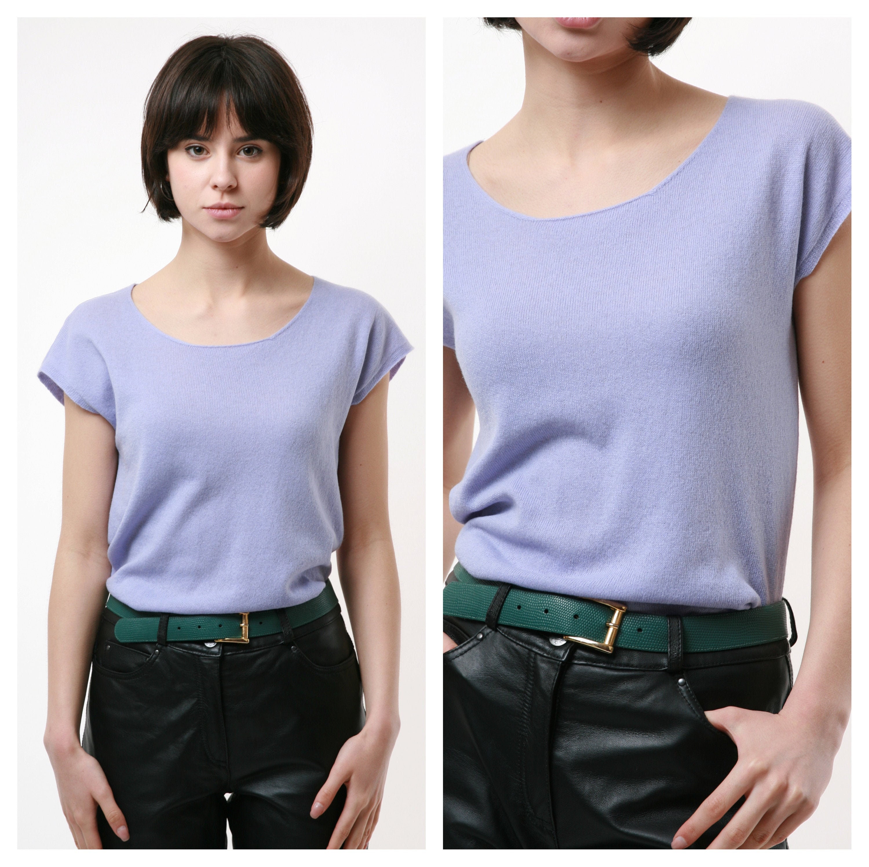 90S Vintage Wool Merino Angora Blend Sleeveless Light Purple Sweater Jumper 2238