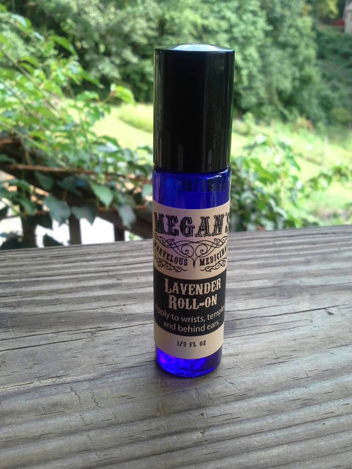 Lavender Roll-On, Essential Oil Blend, Jojoba Oil, Therapeutic Grade Lavender Roll-On Bottle, Ready To Use, Calming