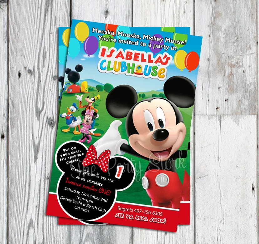 Minnie & Mickey Birthday Invitation Printable Mouse Clubhouse Party Invites, You Print, Boy Or Girl, Red