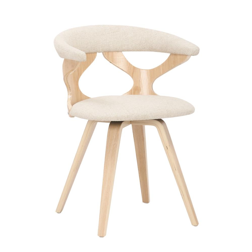 LumiSource Gardenia Contemporary/Modern Polyester/Polyester Blend Upholstered Swivel Dining Arm Chair (Wood Frame) in Off-White | CH-GARD NACR