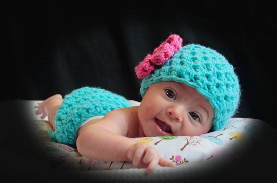 Little Miss Diaper Cover Hat Set in Aqua Pink