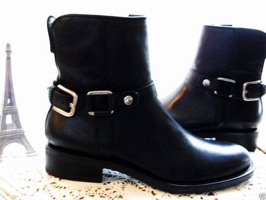 Vintage Nos Beautiful Black Leather Equestrian Buckle French Country Ankle Riding Walking Boots Lined Size 6