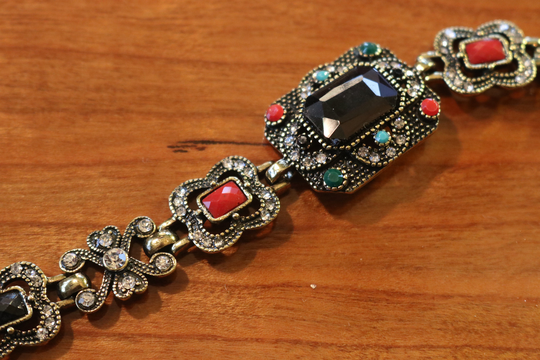Vintage Inspired Bracelet Art Deco Flapper Ethnic 1920S 1930S Crystal Bracelets Bangles Costume Jewelry Black Multi