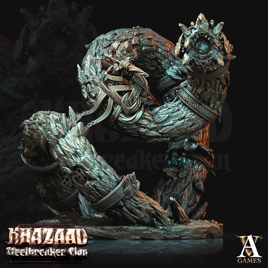 Dwarf Fighter Mounted On Gargantuan Worm | 130mm, Scale 28mm/32mm Resin Miniature Dungeons & Dragons Pathfinder