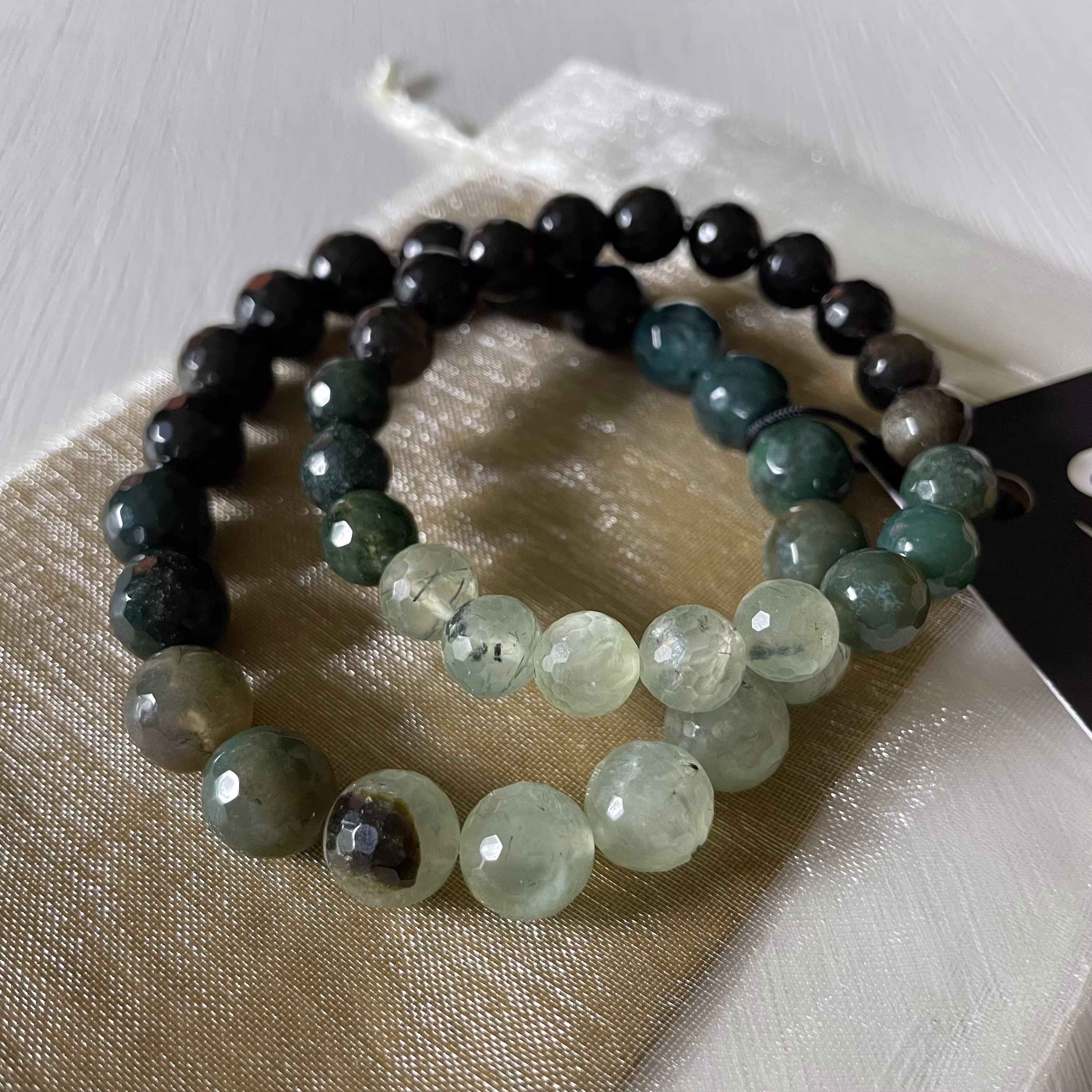 Blessings Bracelet | Golden Obsidian, Moss Agate, + Prehnite Spiritual Junkies Yoga Meditation