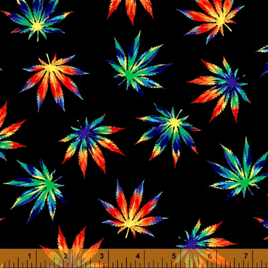 Blend - Psychedelic Leaves 1 By Whistler Studios - Windham Fabrics Shipping Overages Will Be Refunded