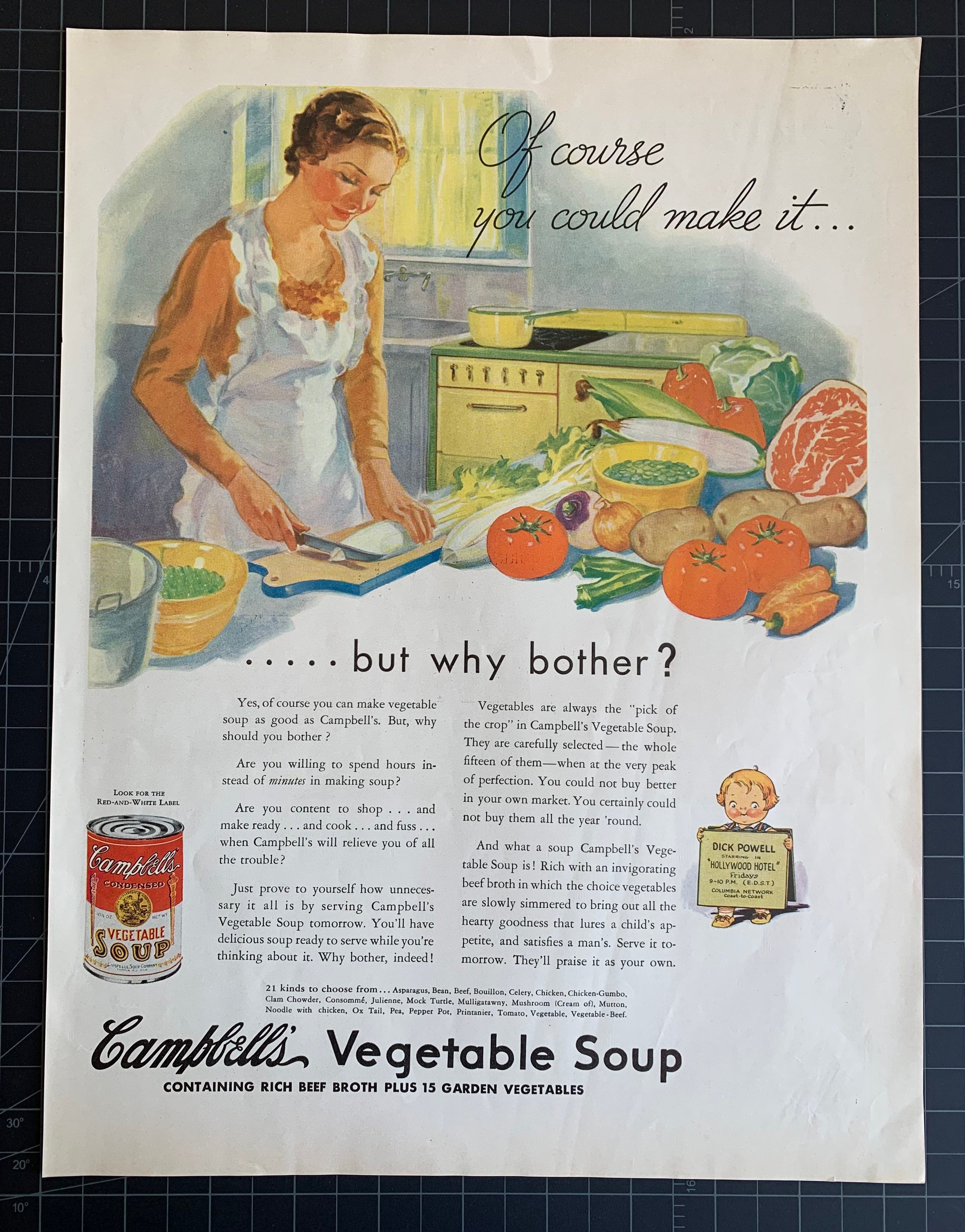 Vintage 1935 Campbell's Vegetable Soup Print Ad