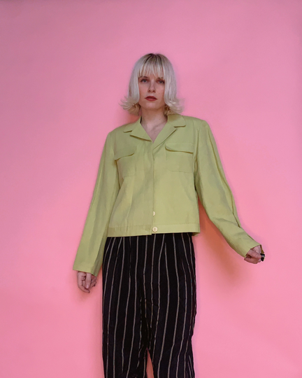Vintage 90S Linen Blend Cropped Jacket