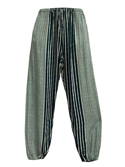 Men's Ethnic Print Boho Casual Unisex Yoga Lounge Striped Harem Pants Trousers With Pockets