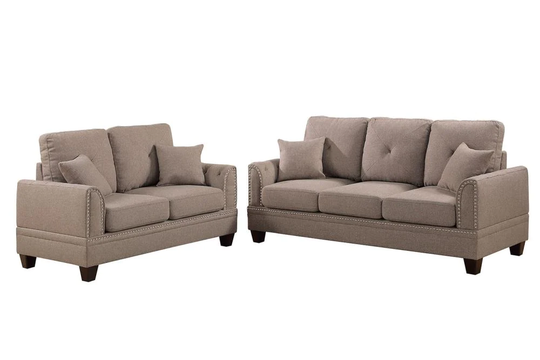 Poundex Bailey Casual 2-Piece Polyester/Polyester Blend Coffee Living Room Set in Brown | F6509
