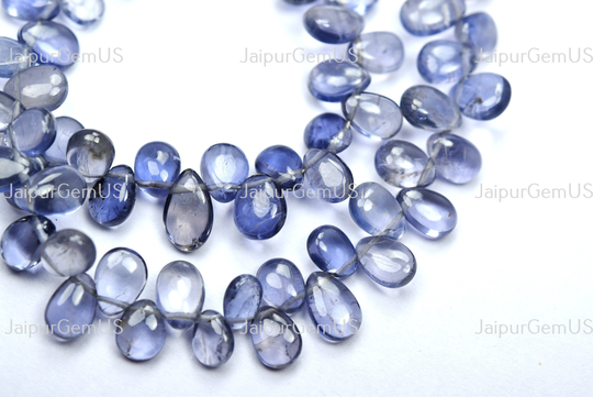 8 Inch Strand, Aaa+ Quality, Natural Iolite Smooth Pear Shape Beads, Size-6.00-8.00mm | Iolite-032