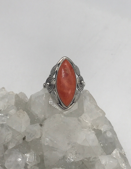 Orange Coral Ring, Size 8