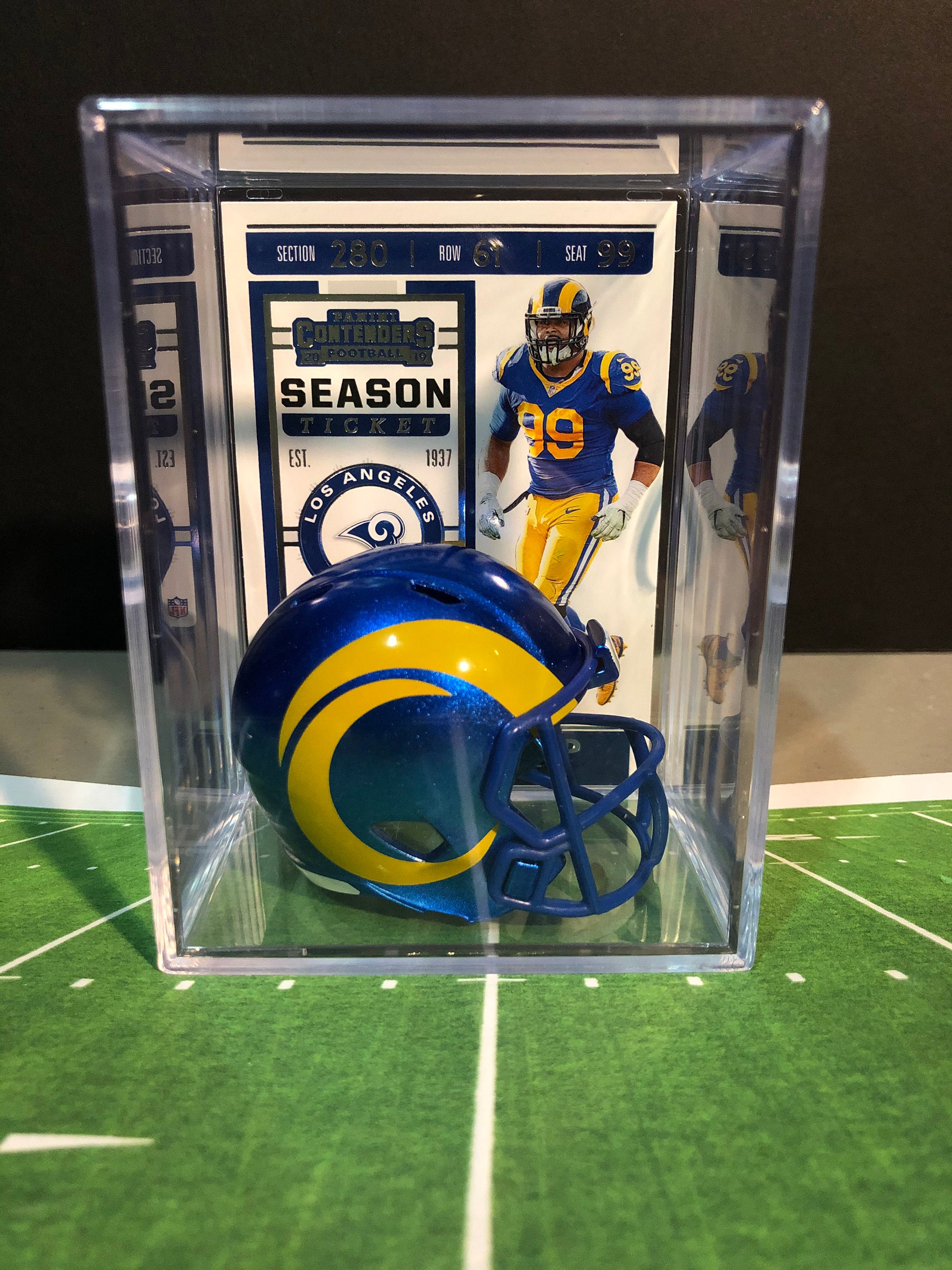 New 2020 Los Angeles Rams Aaron Donald Mini Helmet Shadowbox with Card