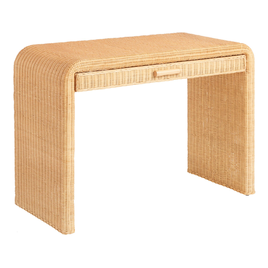 Rattan Waterfall Kalinda Desk with Drawer: Brown/Natural by World Market