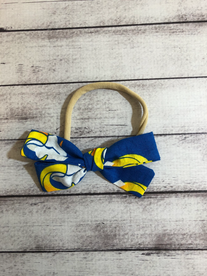 Los Angeles Rams Football Elastic Nylon Stretch Knot Bow One Size Headband Little Baby Girl Toddler Bows Infant Hair Accessory