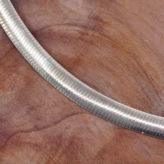 18", 7mm, Itaor Vermeil Gold Over Sterling Silver Omega Chain, Italy 925 Double Sided Necklace, Stamped