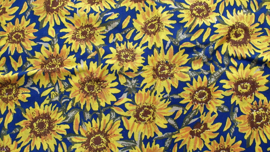 Sunflower Print Vintage Cotton Blend Fabric 45 Wide By 1/2 Yard