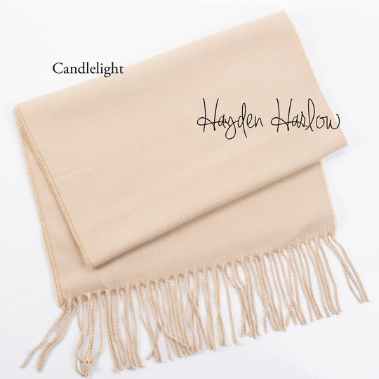 Candlelight Gold Warm Winter Wool Blend Scarf Gift, Stocking Stuffer, Customized - Monogrammable