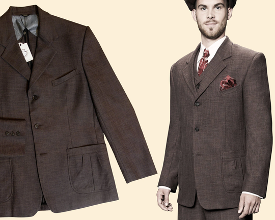 30S 40S Jacket Brown Cotton Linen Blend Swing Lindy Hop 1940 1930