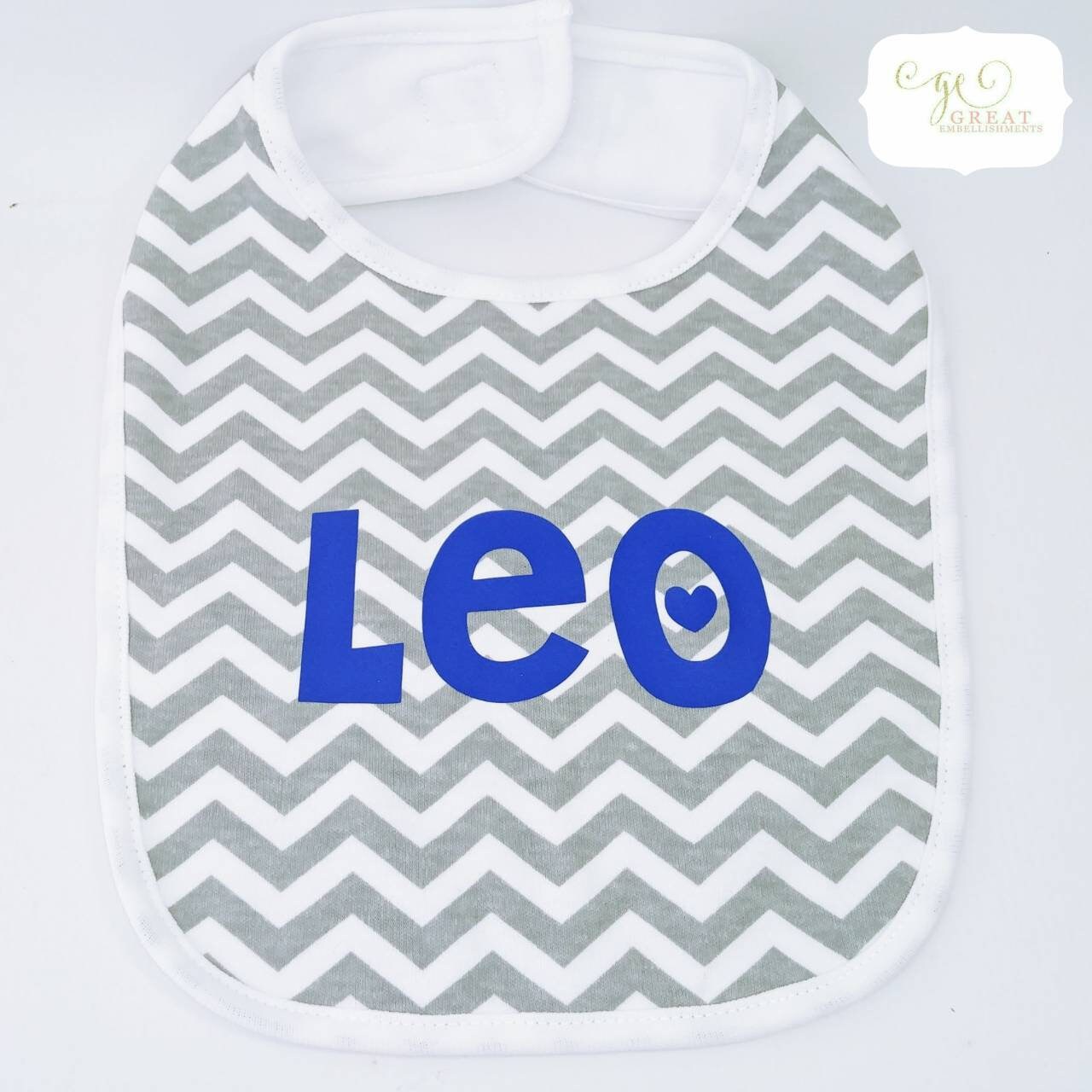 My 1st Mother's Day Personalized Baby Bib, Custom Infant White Gray Chevron, With Pink