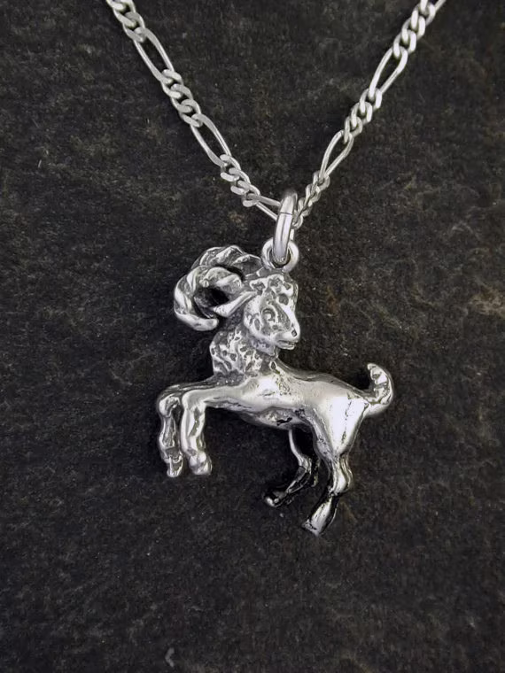 sterling Silver Ram Aires Pendant On A Chain