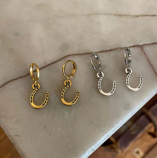Lucky Horseshoe Huggie Hoop Earrings