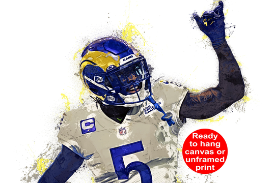Jalen Ramsey Watercolor, Los Angeles Rams Wall Art, La Canvas, Superbowl Champions