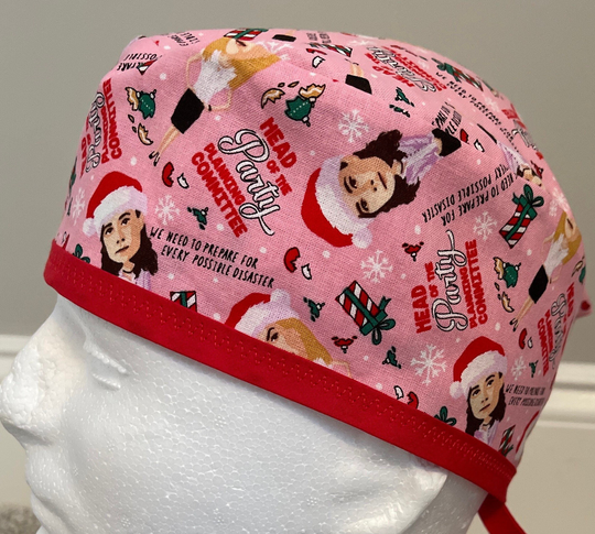 Office Christmas Men's Women's Reversible Surgical Scrub Cap Hat Machine Washable One Size Fits Most. Double Sided. Holiday