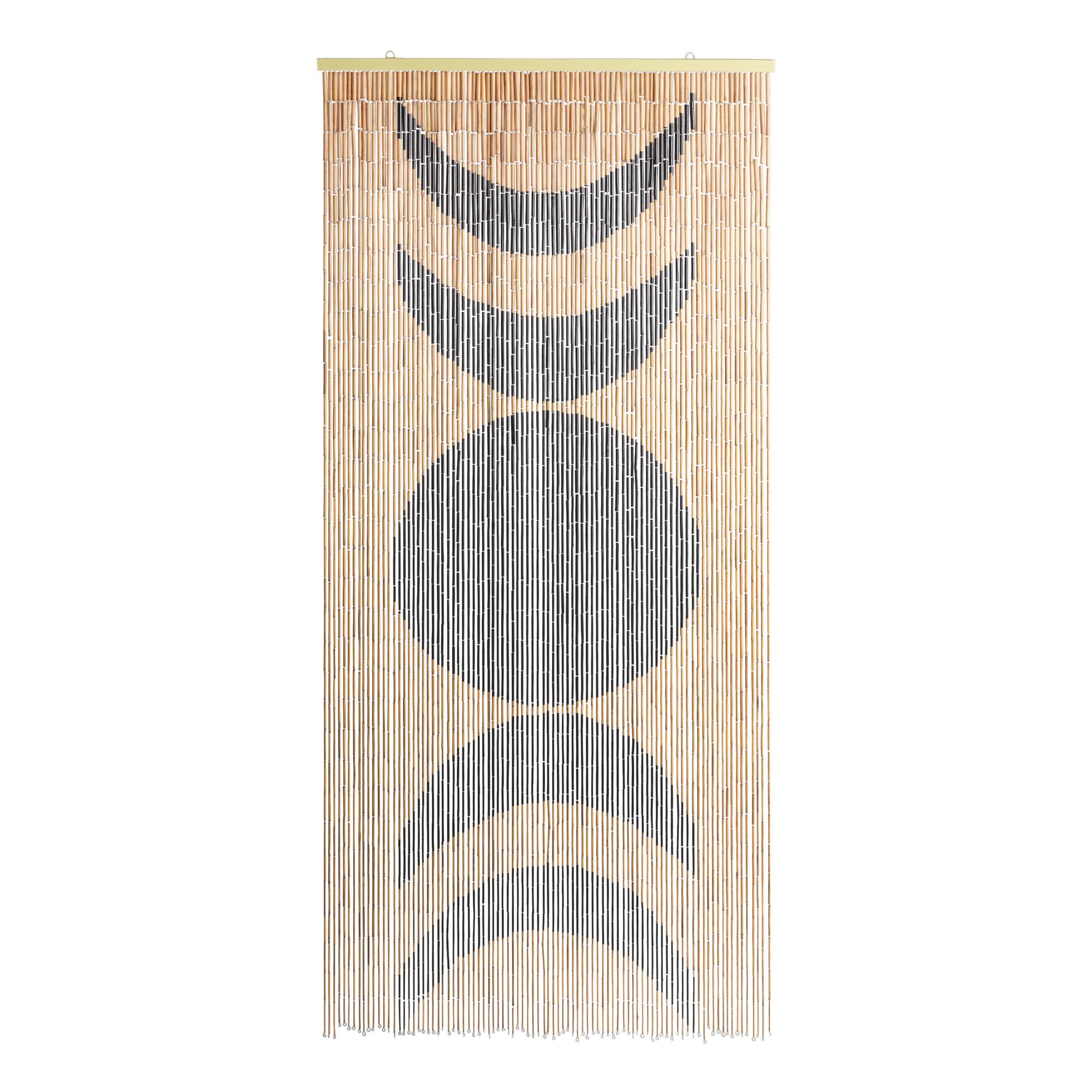 Black And Natural Moon Phase Bamboo Beaded Curtain: Black/Natural by World Market