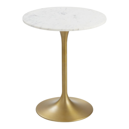 Round White Marble Top Divya Tulip Accent Table by World Market