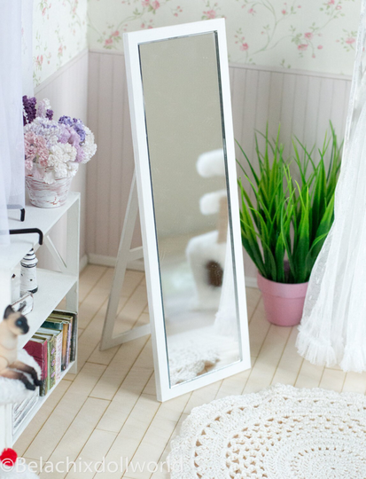 Doll Mirror, Miniature Furniture, Bjd, Pullip, Blythe, Floor Mirror 30cm X 10cm, Diorama Accessories, Prop Dollhouse Msd Mnf