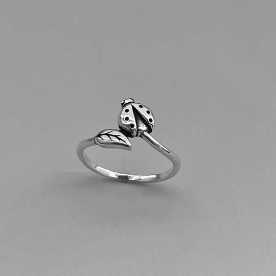 sterling Silver Ladybug Ring, Dainty Ring