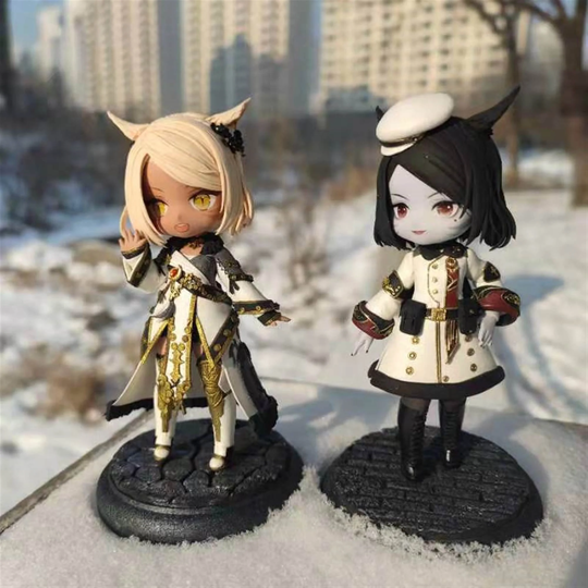 Ffxiv Static Cute Chibi Figurine, 100% Custom Pure Handmade Whole Outfit Into Mini 3D Version. Table Ornaments, Special Gift