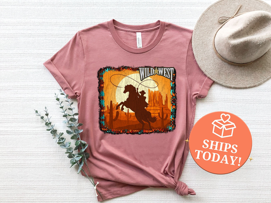 Womens Mens Unisex Western Shirt, Country Shirts, Rodeo Cowgirl Cowboy Wild West T-Shirt